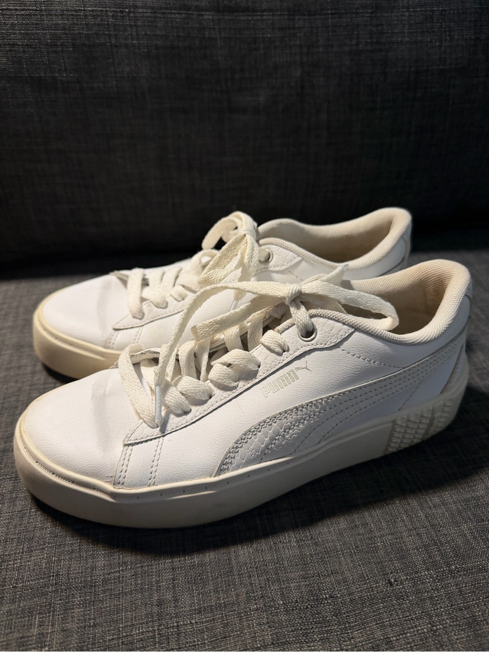 PUMA Women's White Platform Lace-Up Sneakers